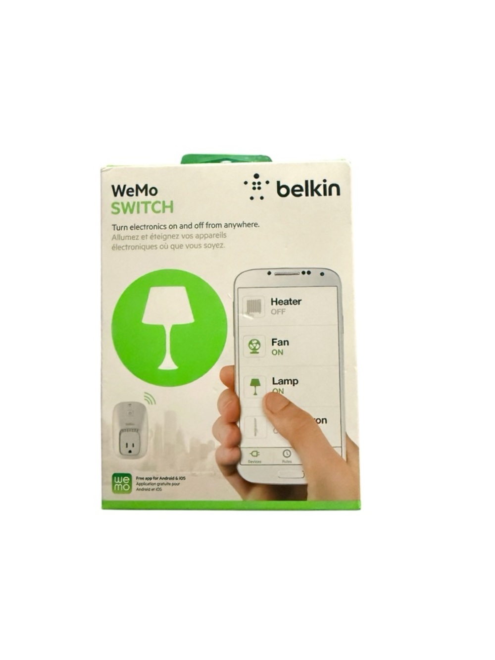 Belkin WeMo Switch Smart Plug - White & Green-NIB unopened